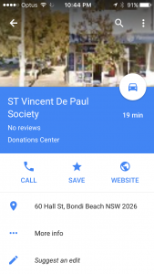 Google Maps pin drop listing
