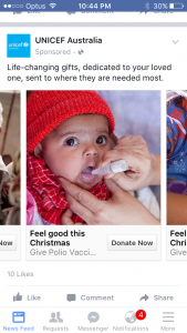 UNICEF Carousel Facebook ad