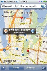 Paid search ads within Google Maps in-iphone apps