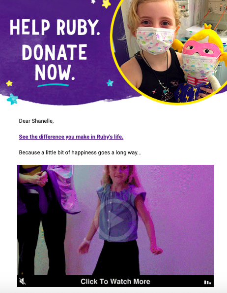 excellent use of gifs and video in email appeal