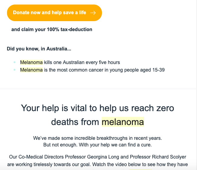 Melanoma Institute Charity Email